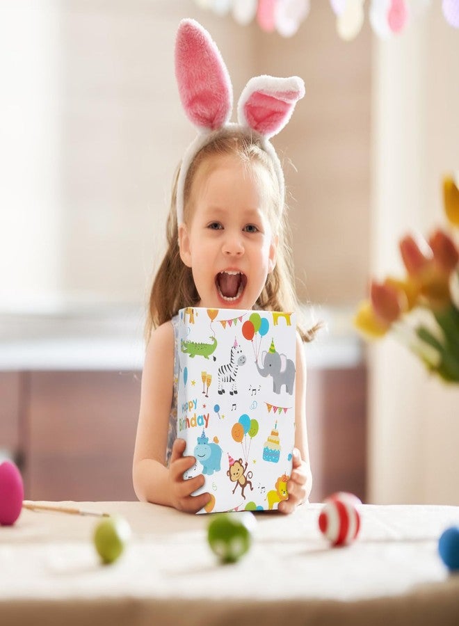 AirCool Birthday Wrapping Paper For Kids Baby Girls Boys, 6 Sheets Monkey Lion Elephant Giraffe Alligator Zebra Animals Party Design 20 x 28 inch Gift Paper for Birthday Baby Shower Kindergarten Newborn - Image 5